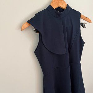 v.fish by Vera Fishbaugh Navy Sleeveless Dress With large ruffle Size XS